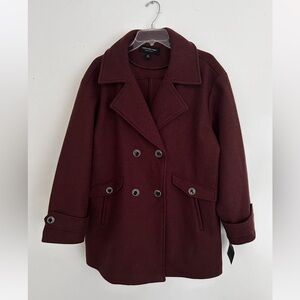 Marc New York Peacoat. Chocolate Brown w/ Gold buttons. Women’s size Large. NWT